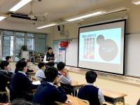 Mr WONG Shing, a member of Servistar, introduced the Service Team and their project at HHCKLA Buddhist Ching Kok Secondary School.